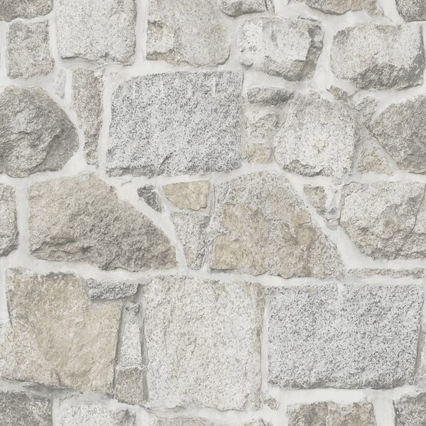 Manhattan Comfort Grant Axelle Light Grey Stone 33 ft L X 205 in W Wallpaper BR4072-70042 - main